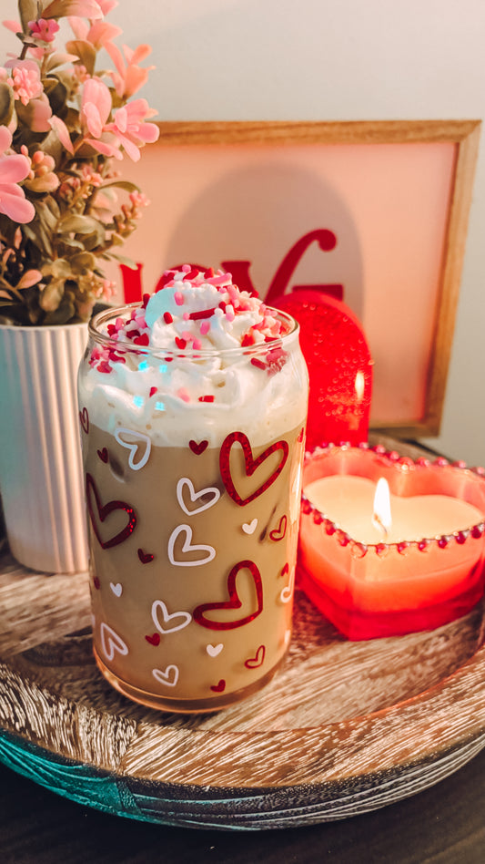 Valentines hearts glass cup