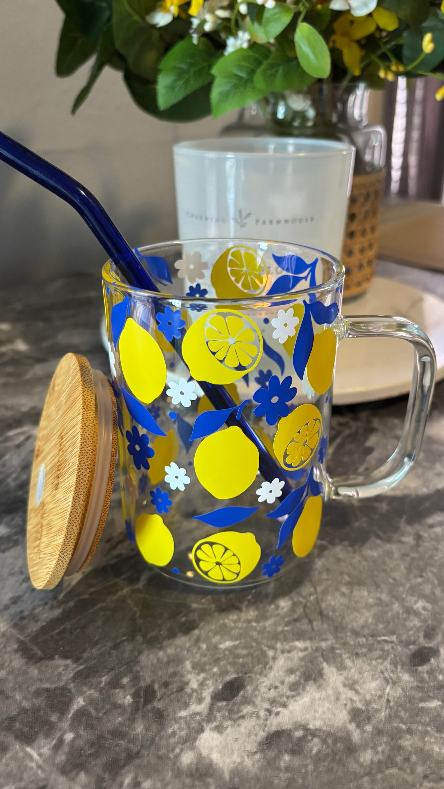 Summer lemons glass mug