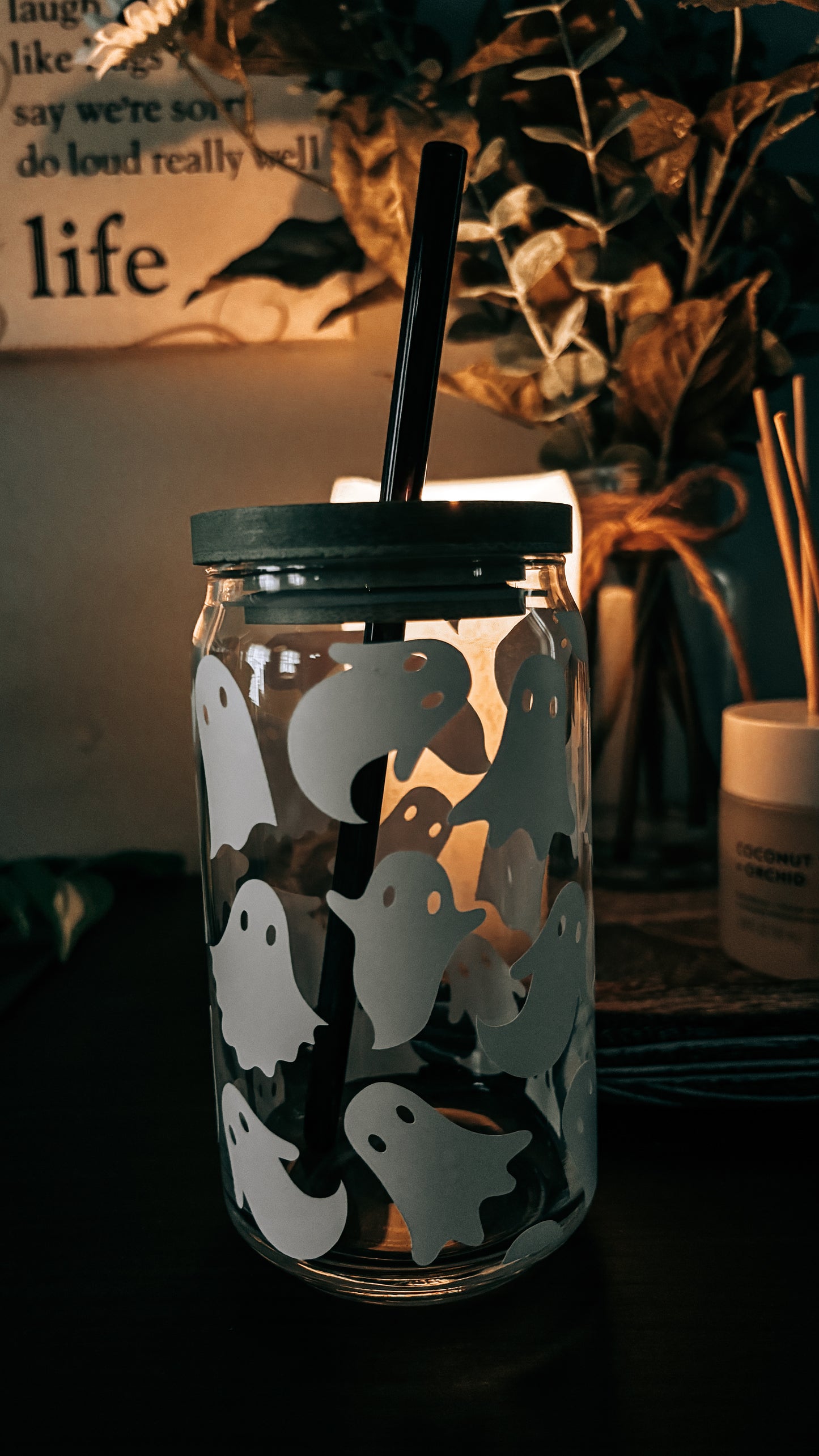 Spooky ghost glass cup