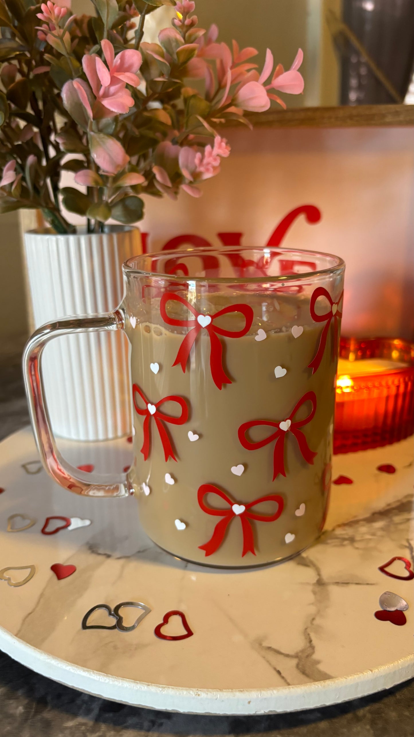 Valentines coquette bows and hearts mug