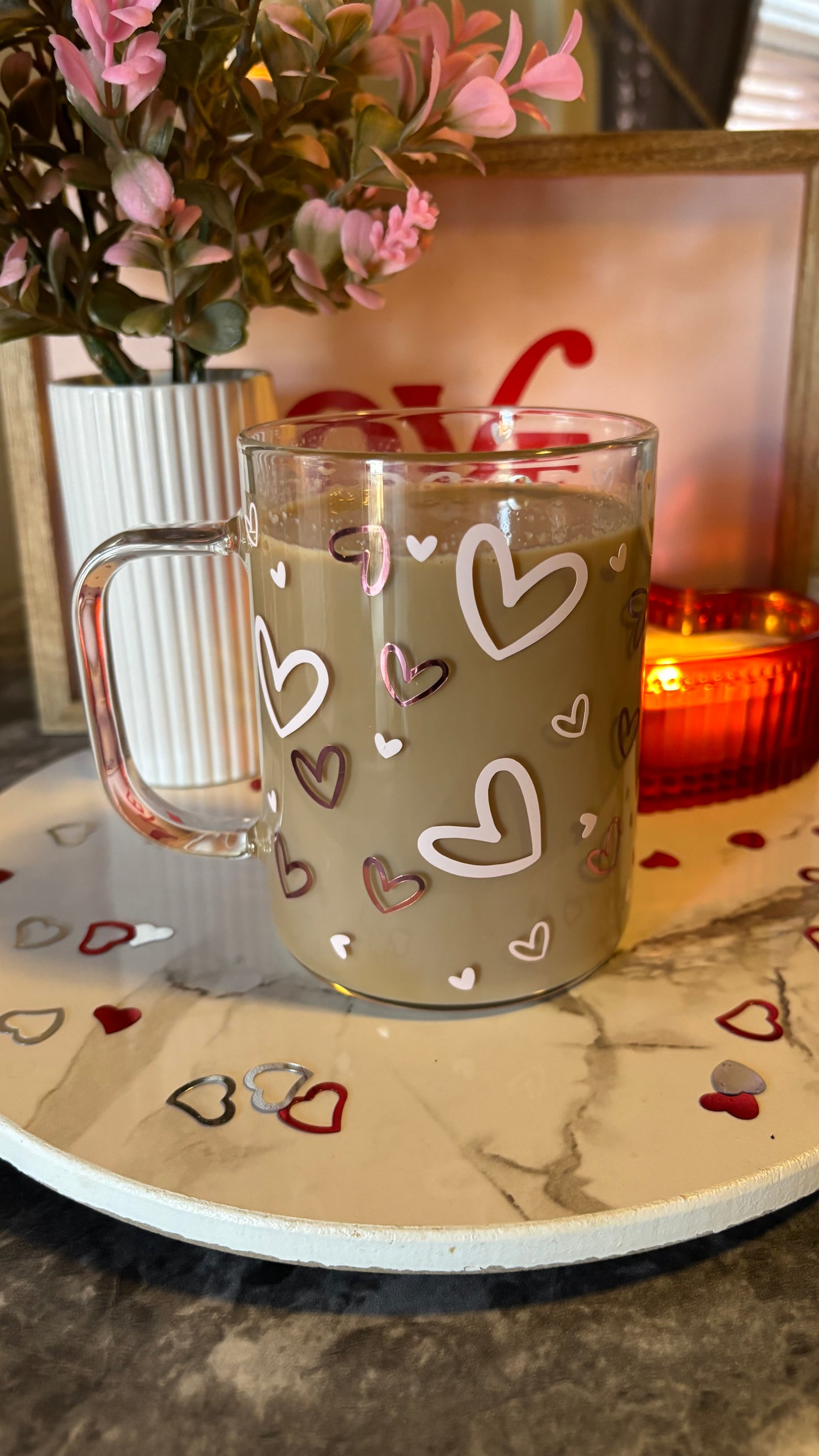 Pink hearts 16oz mug